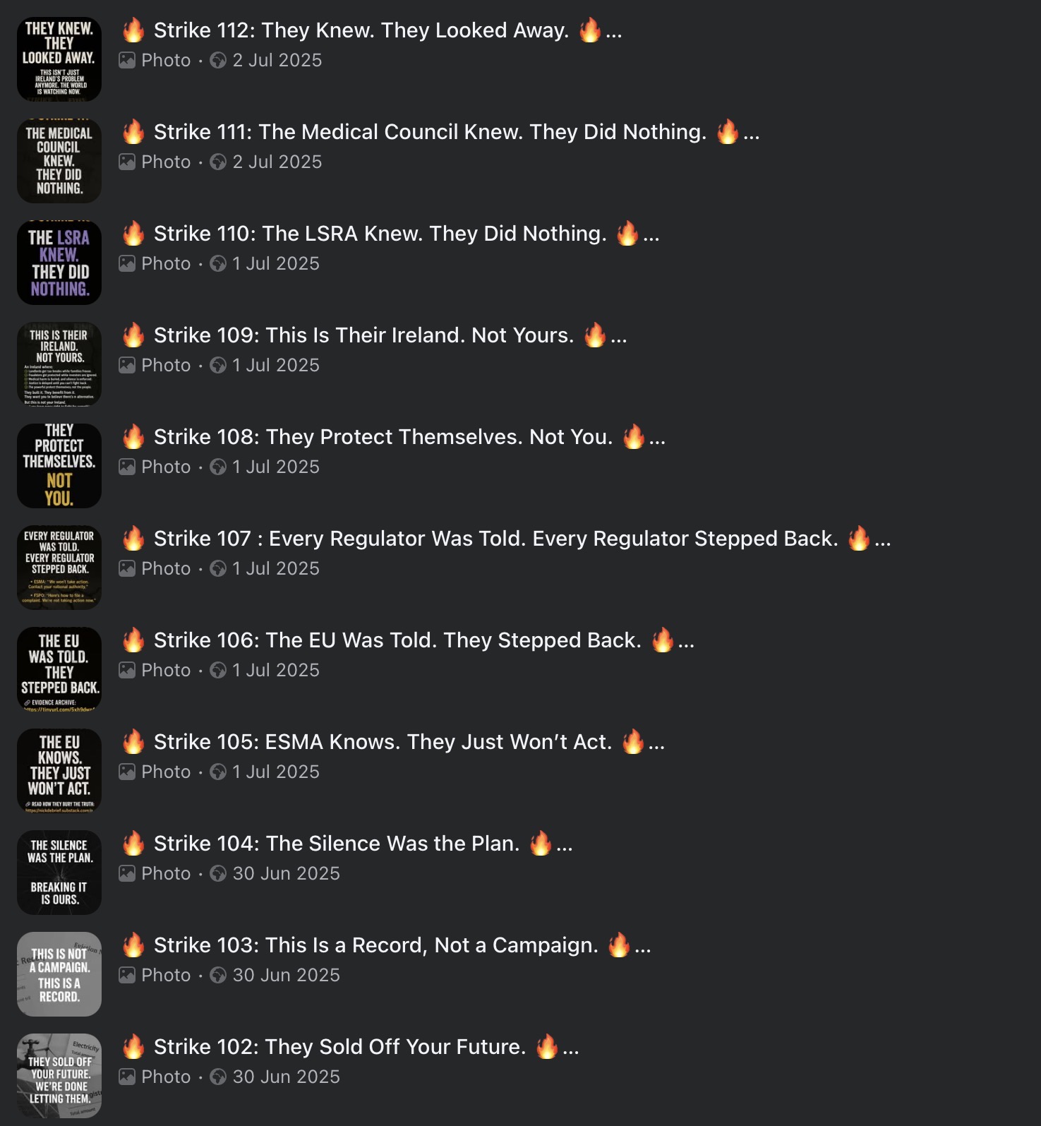 Strike Archive — Strikes 102–112